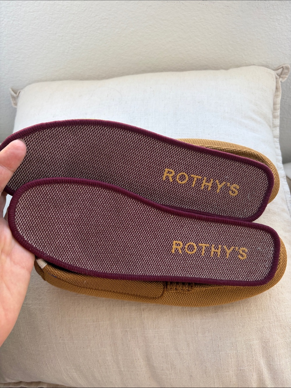 Rothy's  The driver in sunflower Tan Knit Slip-On Loafers with White Accent - Picture 7 of 10